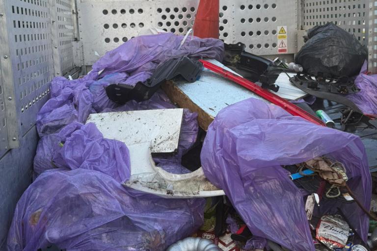 Pile of litter in the back of our lorry