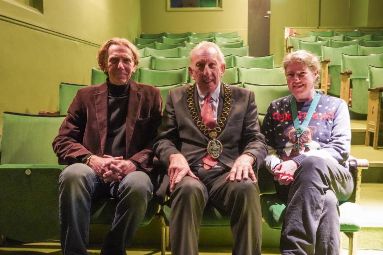 Rob Allerston, CEO of the Phoenix Theatre and Arts Centre; Cllr Graham Hill, Chairman of EHDC; Cllr Penny Flux, Vice-Chair of EHDC