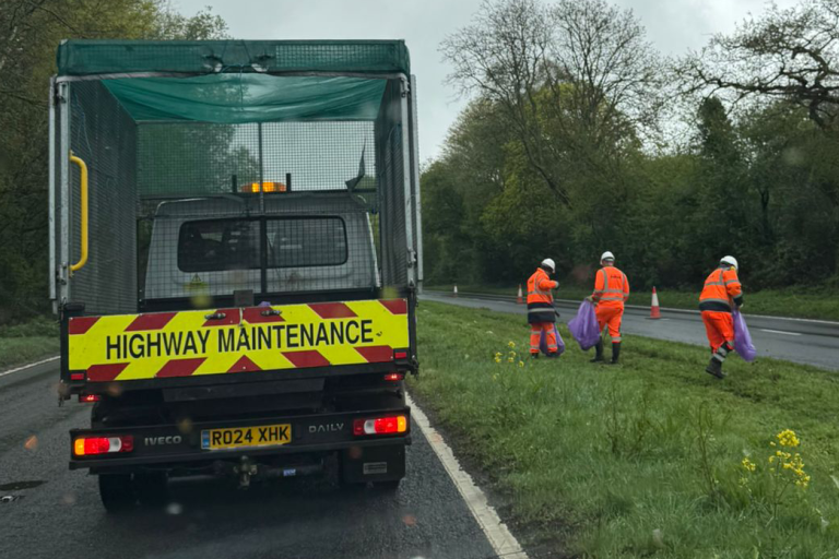 Litter picking on the A31